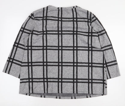 TU Womens Grey Check Polyester Pullover Sweatshirt Size 18 Pullover