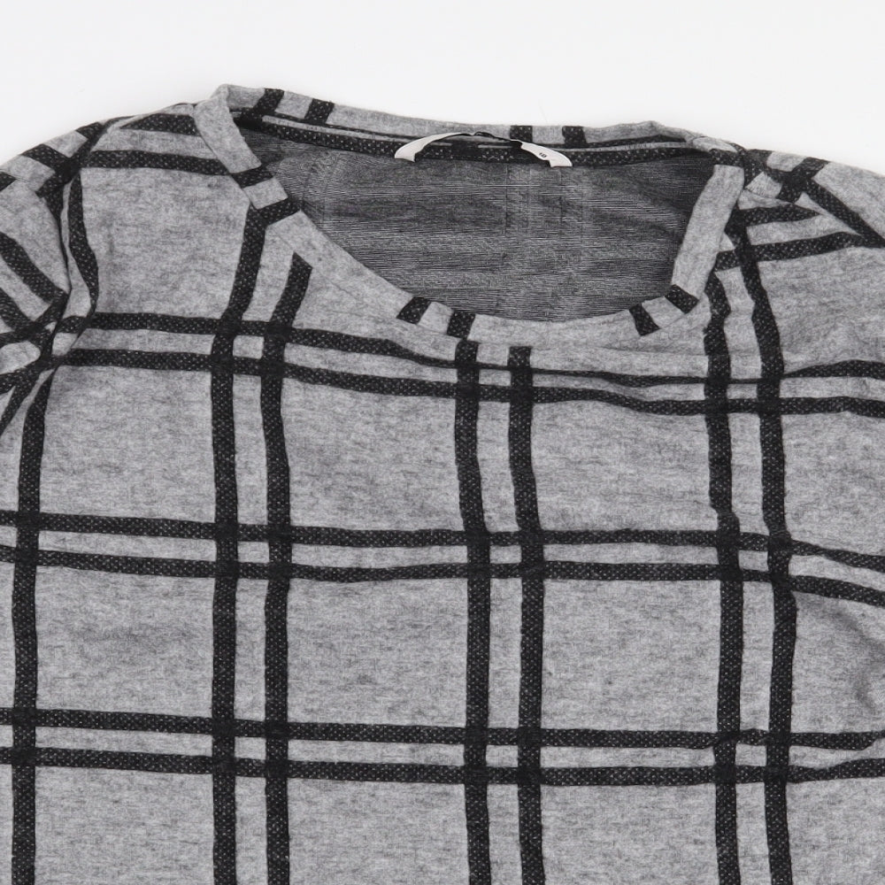 TU Womens Grey Check Polyester Pullover Sweatshirt Size 18 Pullover