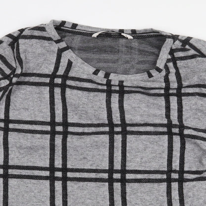TU Womens Grey Check Polyester Pullover Sweatshirt Size 18 Pullover