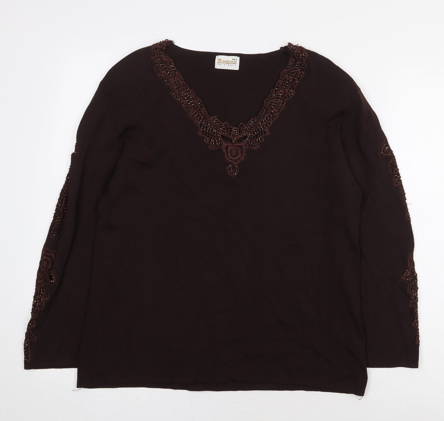 Womens UK Size M Roman Originals Brown Basic Blouse