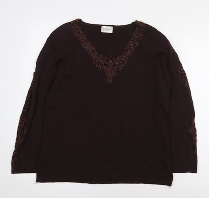 Womens UK Size M Roman Originals Brown Basic Blouse