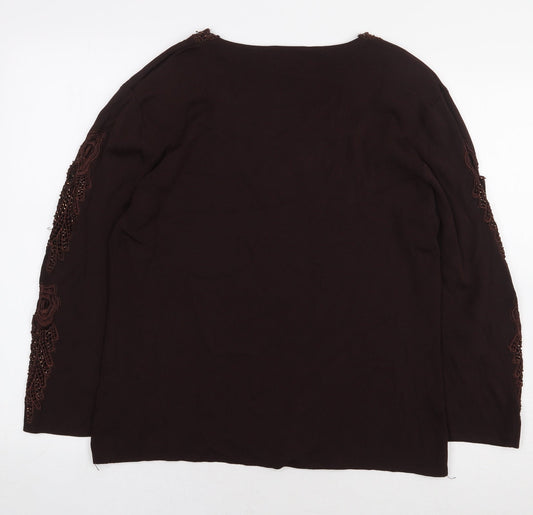 Womens UK Size M Roman Originals Brown Basic Blouse