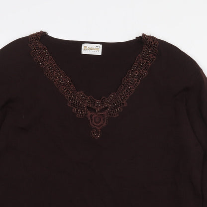 Womens UK Size M Roman Originals Brown Basic Blouse