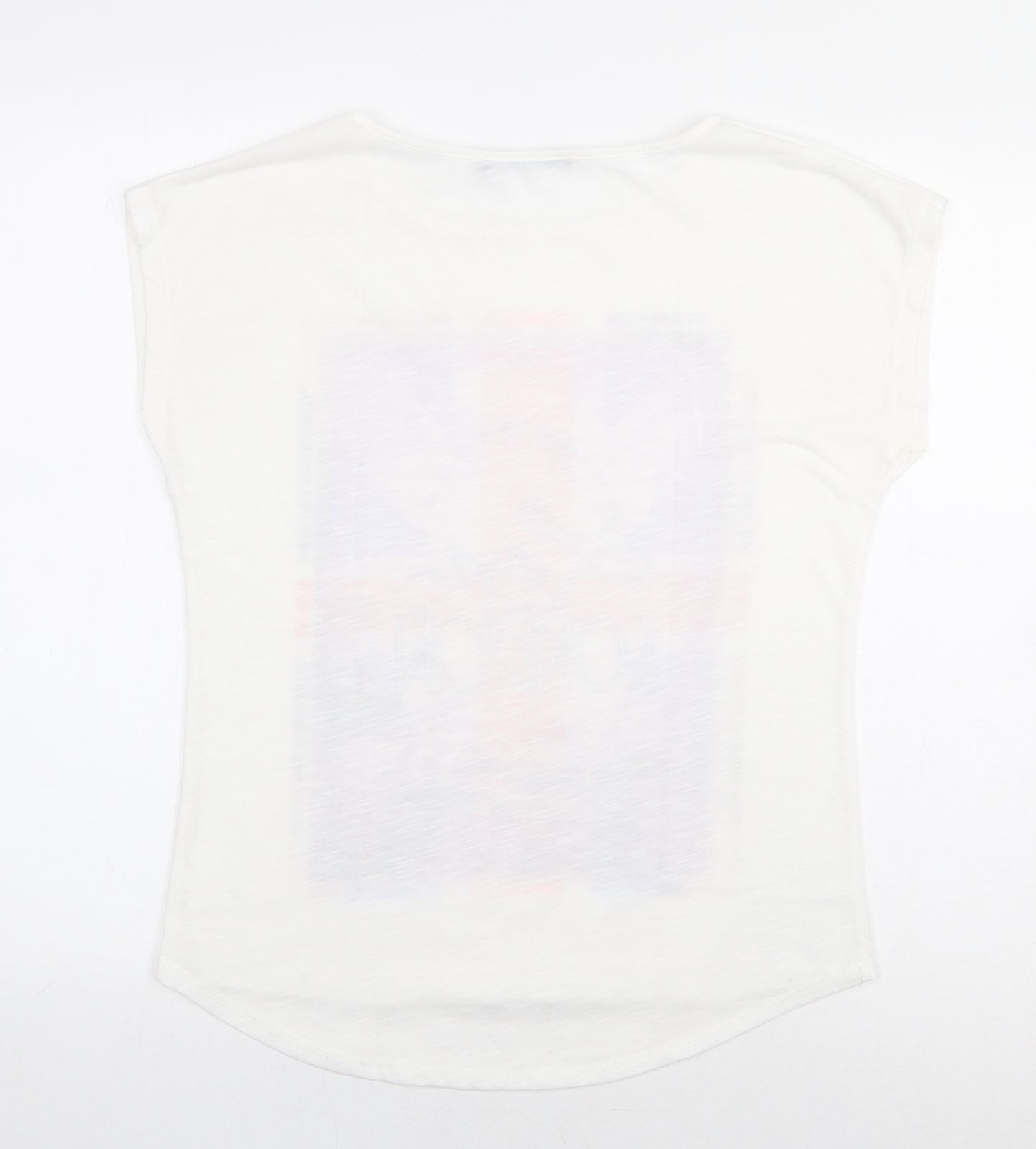 Atmosphere Womens White Cotton Basic T-Shirt Size 8 Boat Neck - London