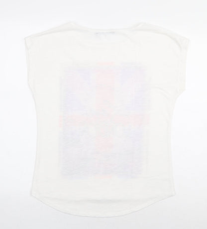 Atmosphere Womens White Cotton Basic T-Shirt Size 8 Boat Neck - London