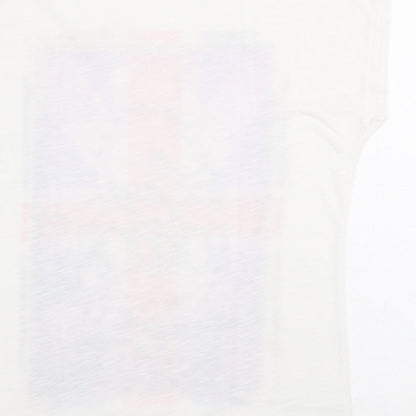 Atmosphere Womens White Cotton Basic T-Shirt Size 8 Boat Neck - London