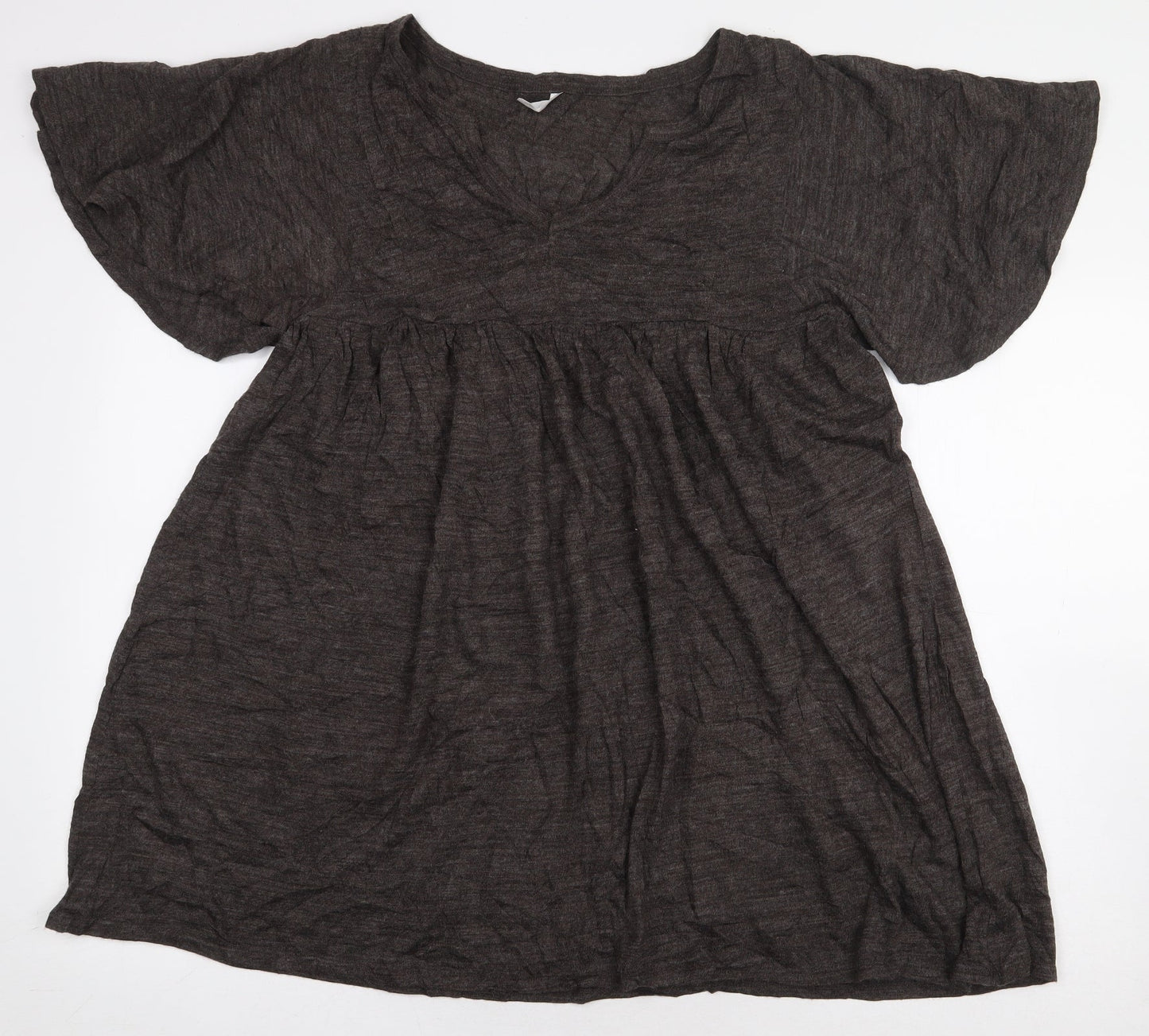 Ethel Austin Womens Brown Acrylic Basic Blouse Size 12 V-Neck