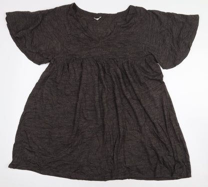 Ethel Austin Womens Brown Acrylic Basic Blouse Size 12 V-Neck