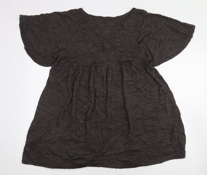 Ethel Austin Womens Brown Acrylic Basic Blouse Size 12 V-Neck