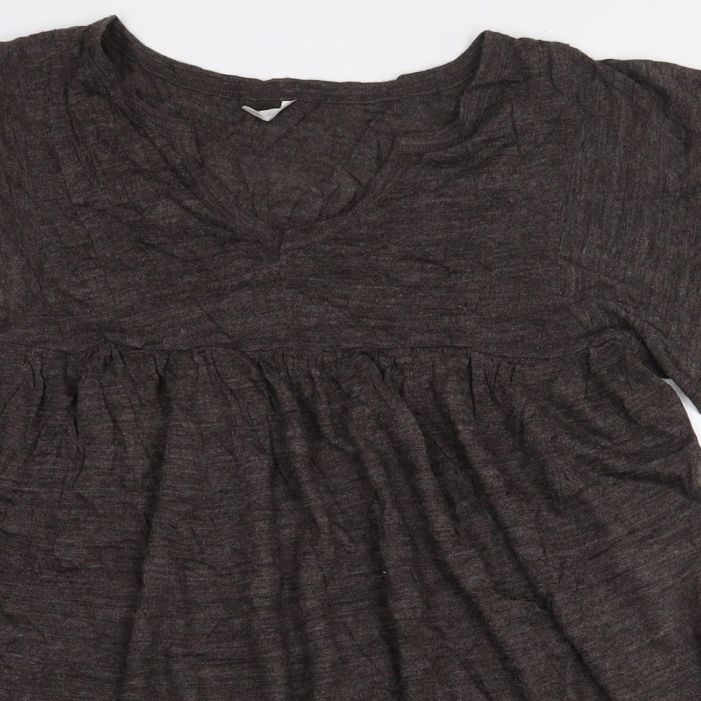 Ethel Austin Womens Brown Acrylic Basic Blouse Size 12 V-Neck