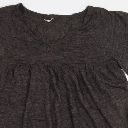 Ethel Austin Womens Brown Acrylic Basic Blouse Size 12 V-Neck