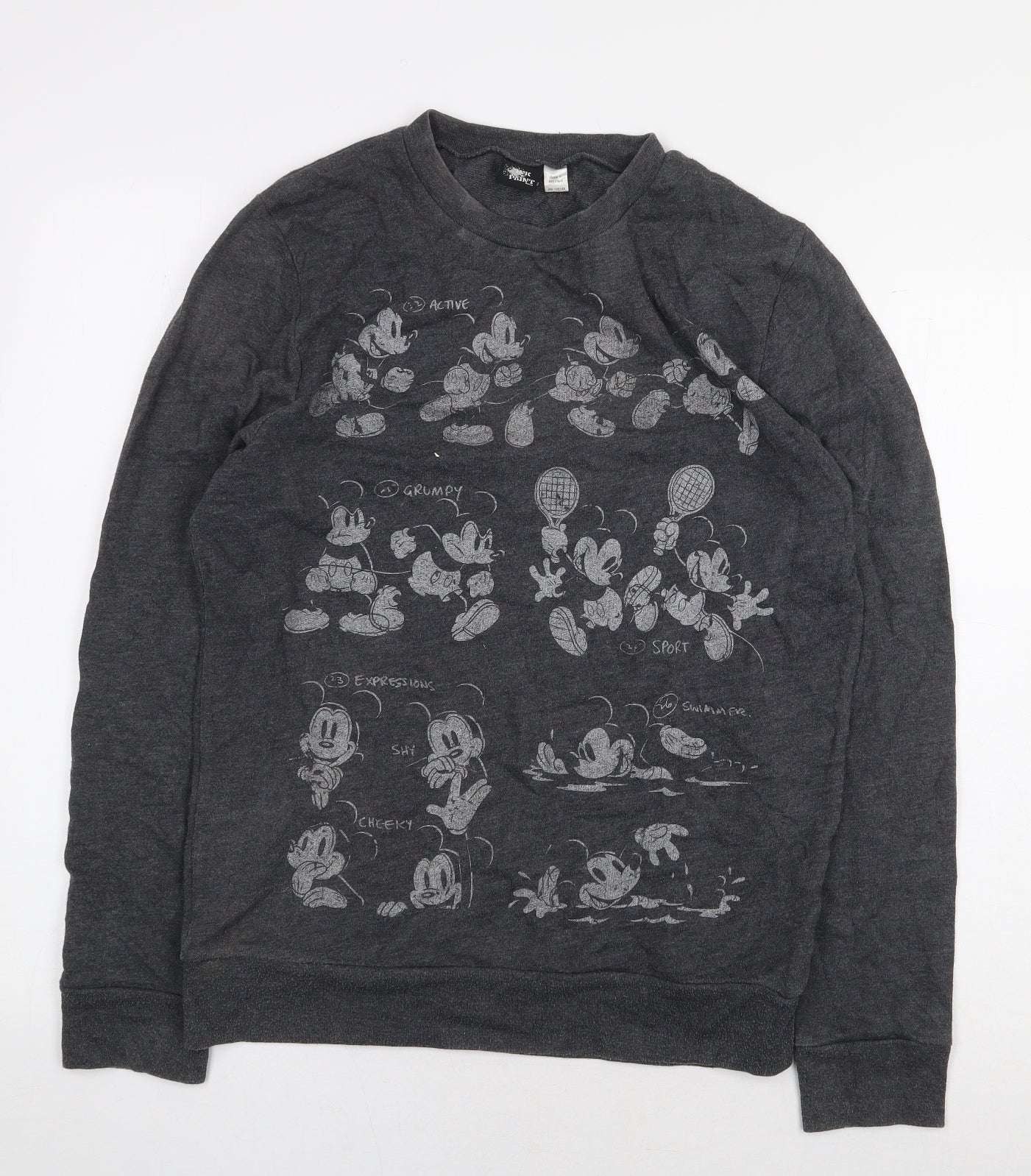 Topman Mens Grey Cotton Pullover Sweatshirt Size S - Mickey Mouse