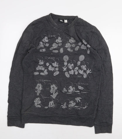 Topman Mens Grey Cotton Pullover Sweatshirt Size S - Mickey Mouse