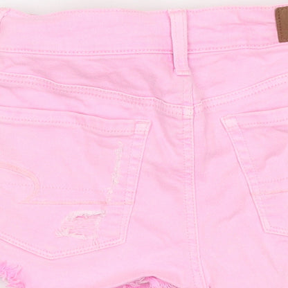 American Outfitters Womens Pink 100% Cotton Hot Pants Shorts Size 4 L10 in Regular Zip