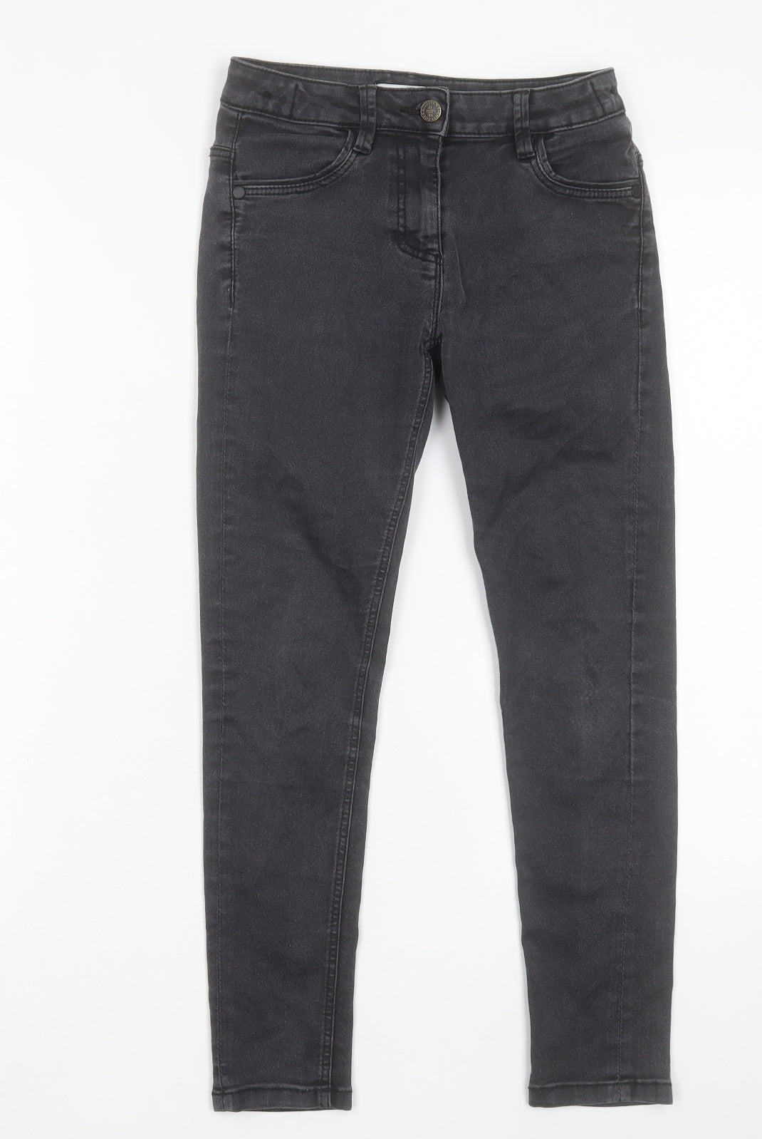 Marks and Spencer Girls Black Cotton Skinny Jeans Size 9 Years Regular Button