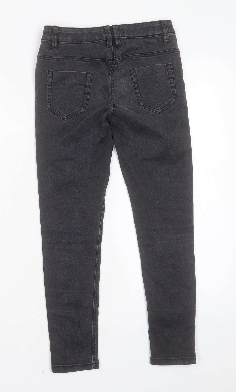 Marks and Spencer Girls Black Cotton Skinny Jeans Size 9 Years Regular Button