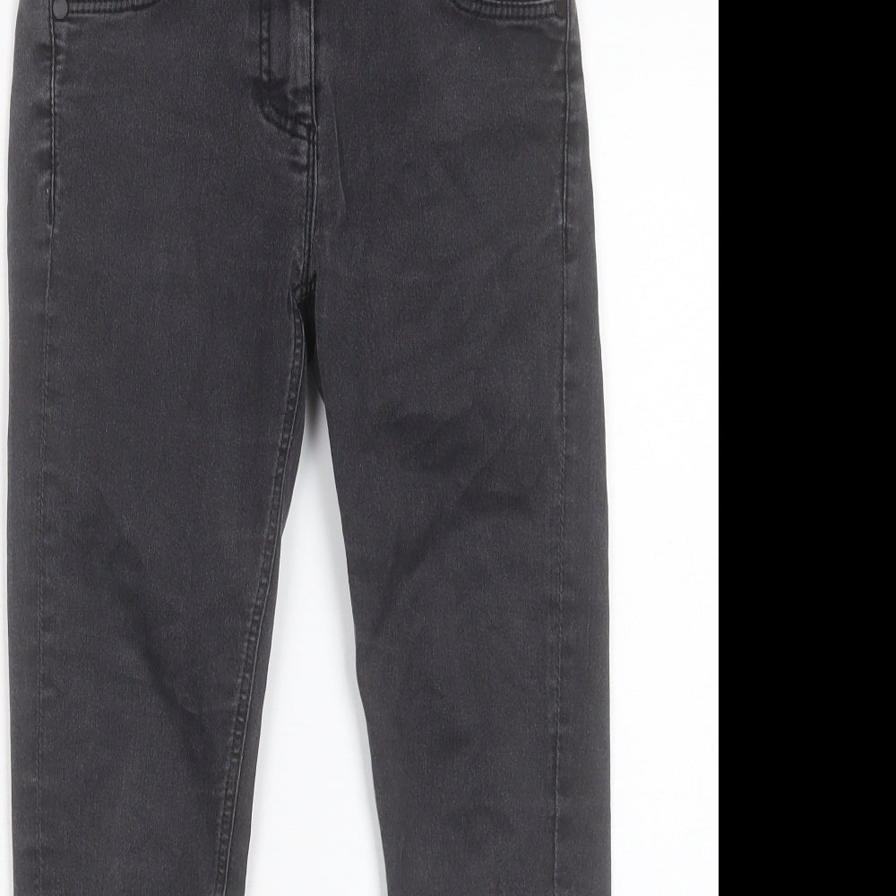 Marks and Spencer Girls Black Cotton Skinny Jeans Size 9 Years Regular Button