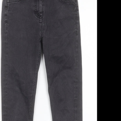 Marks and Spencer Girls Black Cotton Skinny Jeans Size 9 Years Regular Button
