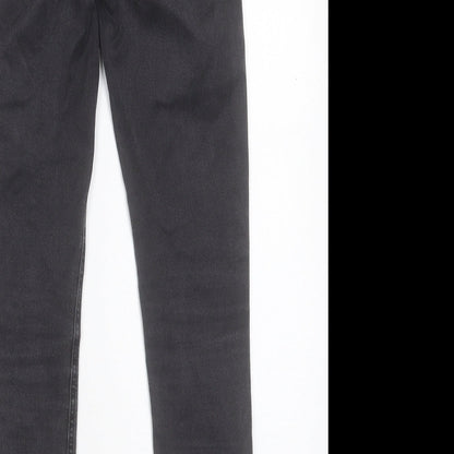 Marks and Spencer Girls Black Cotton Skinny Jeans Size 9 Years Regular Button