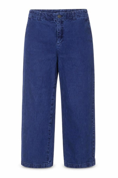 Monkl Womens Blue Striped Cotton Cropped Jeans Size 8 L23 in Regular Button