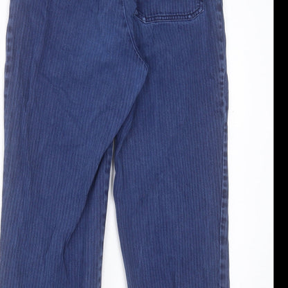 Monkl Womens Blue Striped Cotton Cropped Jeans Size 8 L23 in Regular Button