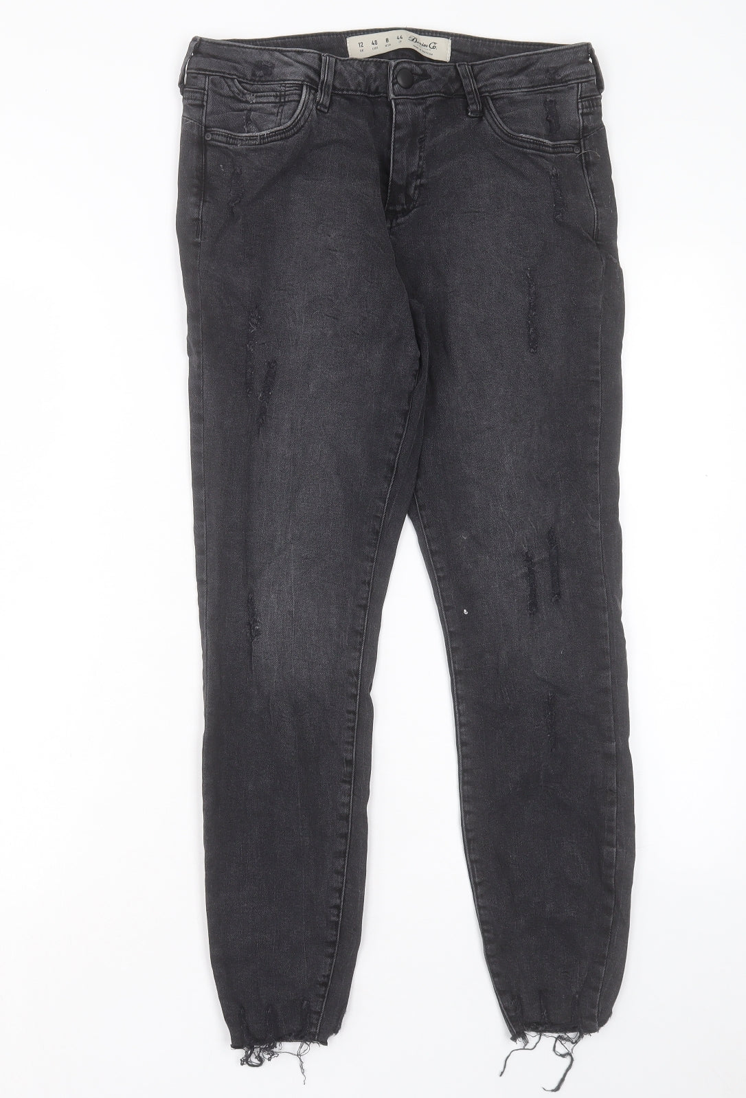 Denim & Co. Womens Black Cotton Skinny Jeans Size 12 L26 in Regular Button