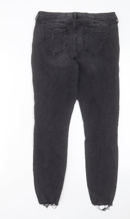 Denim & Co. Womens Black Cotton Skinny Jeans Size 12 L26 in Regular Button