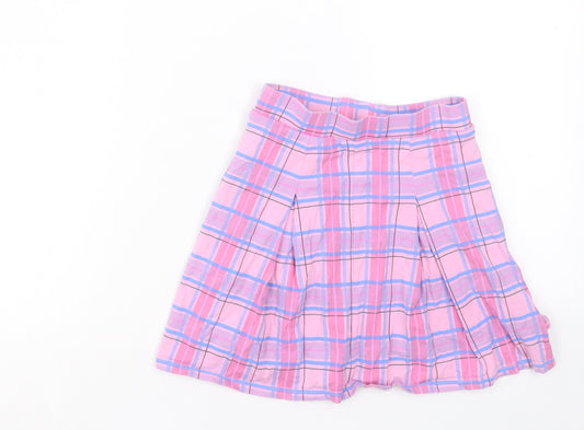 F&F Womens Pink Plaid Cotton A-Line Skirt