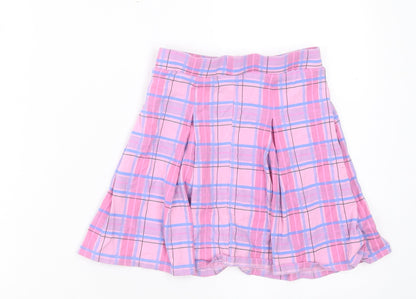F&F Womens Pink Plaid Cotton A-Line Skirt