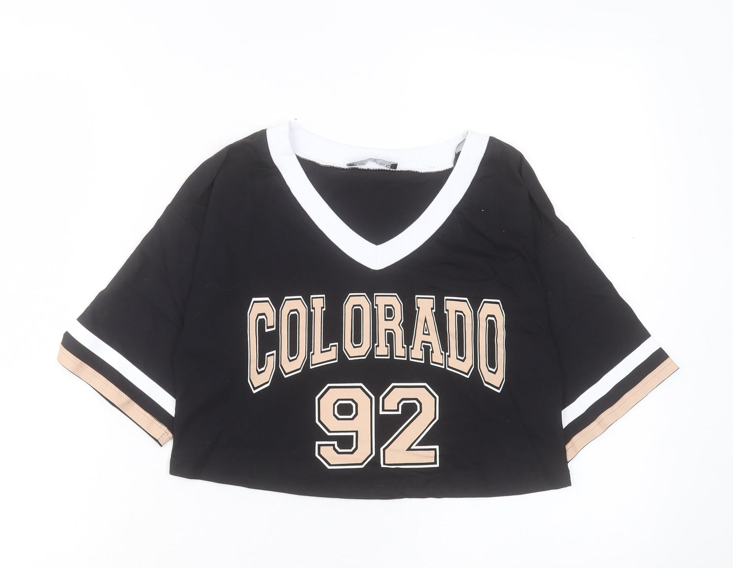 Womens UK Size S Select Black Cropped T-Shirt