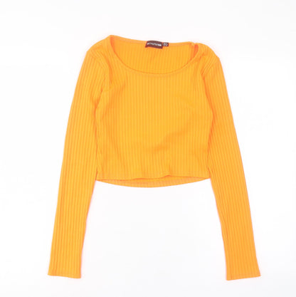 Womens UK Size 8 PRETTYLITTLETHING Orange Cropped T-Shirt