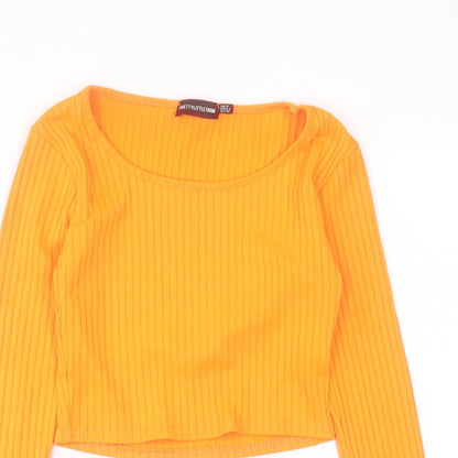 Womens UK Size 8 PRETTYLITTLETHING Orange Cropped T-Shirt