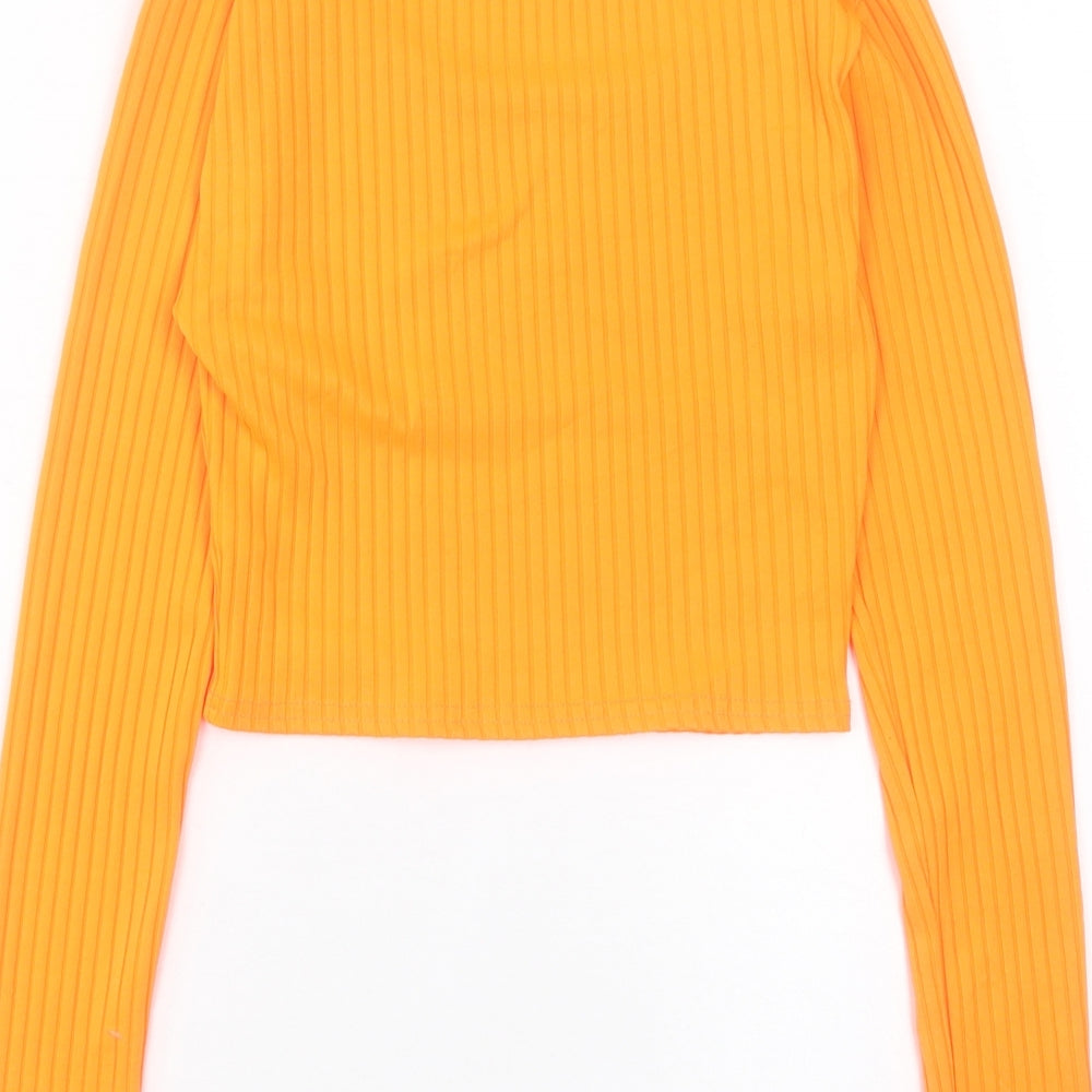Womens UK Size 8 PRETTYLITTLETHING Orange Cropped T-Shirt