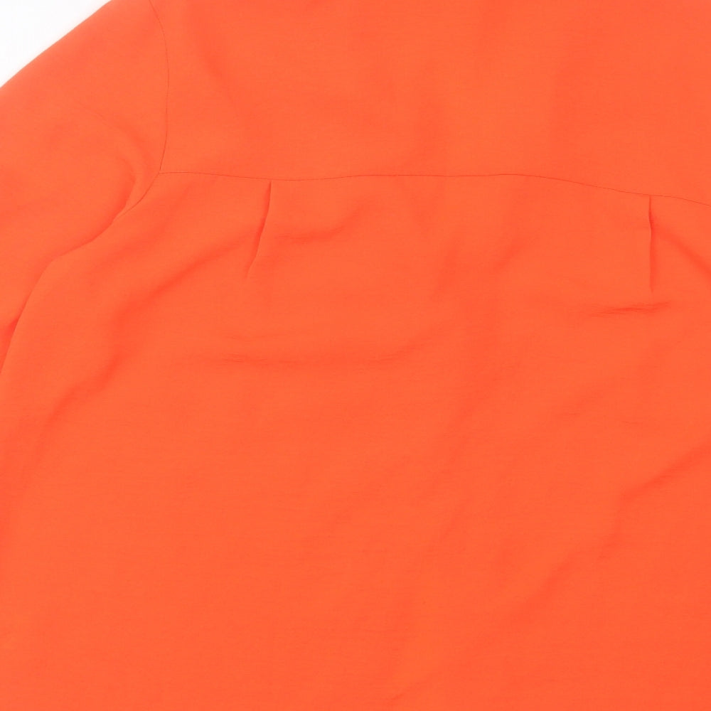 Primark Womens Orange Polyester Basic Button-Up Size 12 Collared