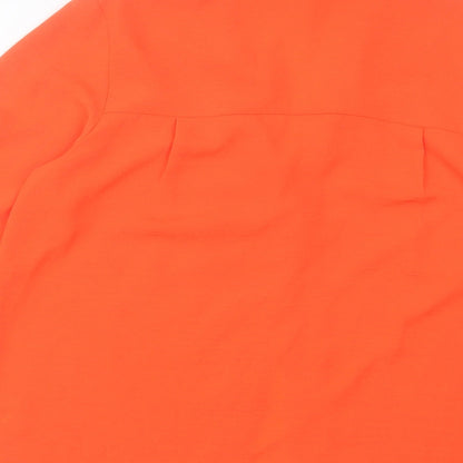 Primark Womens Orange Polyester Basic Button-Up Size 12 Collared