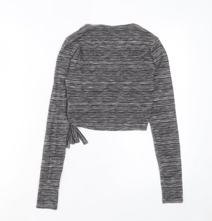 Tophop Womens Grey Viscose Cropped T-Shirt Size 6 V-Neck