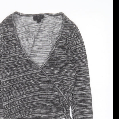 Tophop Womens Grey Viscose Cropped T-Shirt Size 6 V-Neck