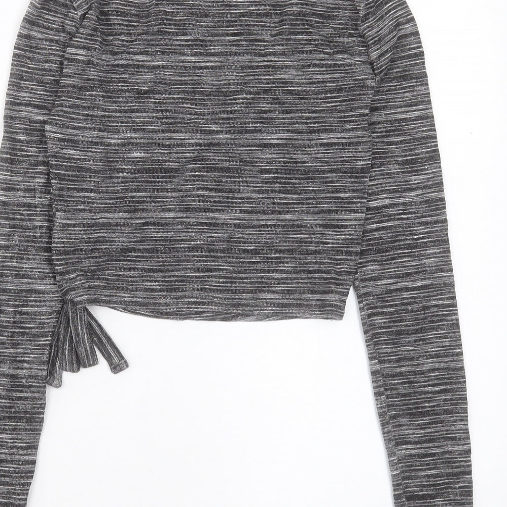 Tophop Womens Grey Viscose Cropped T-Shirt Size 6 V-Neck