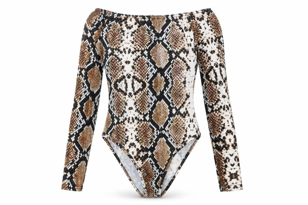 Womens UK Size 4 Boohoo One-Piece Brown Bodysuit