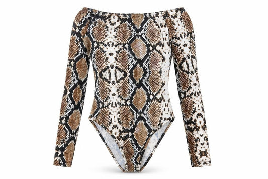 Womens UK Size 4 Boohoo One-Piece Brown Bodysuit