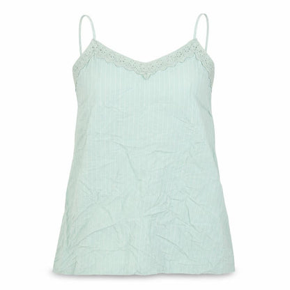 Marks and Spencer Womens Green Striped Flax Basic Tank Size 12 V-Neck