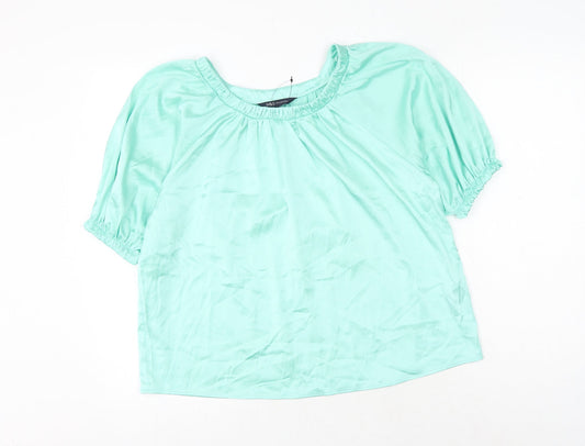 Womens UK Size 6 Marks and Spencer Green Basic Blouse