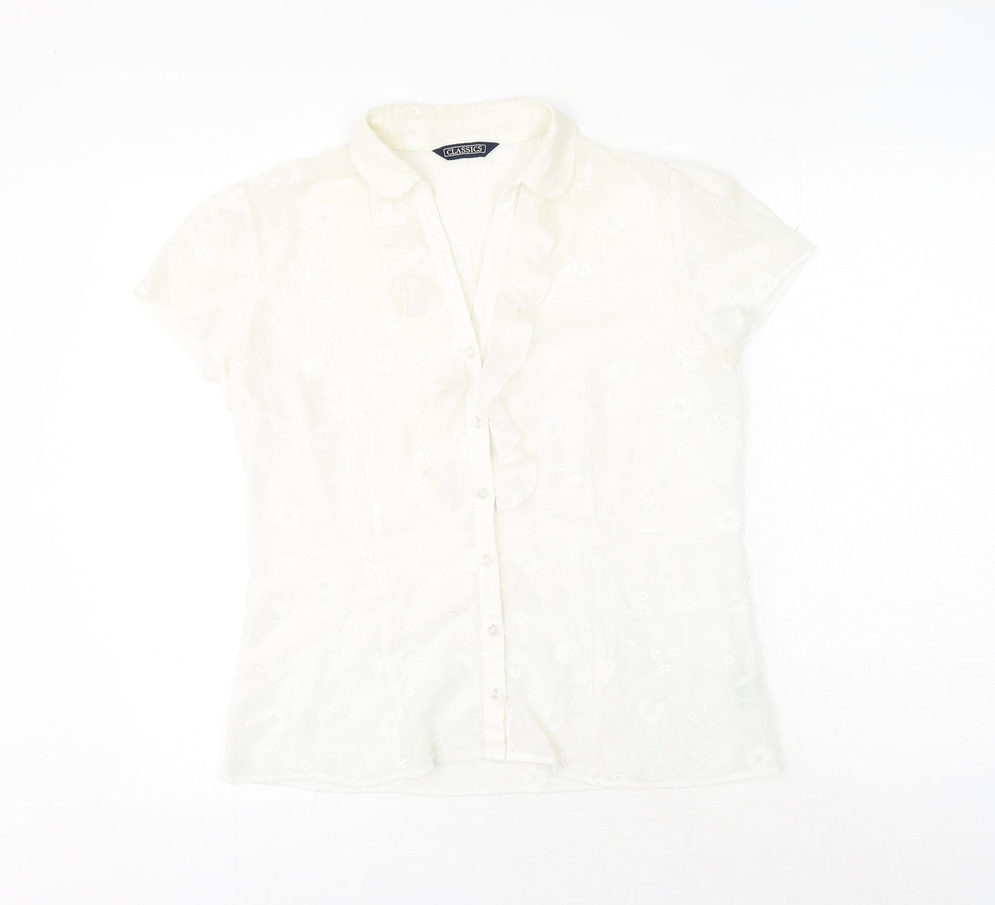 Womens UK Size 14 BHS White Basic Button-Up