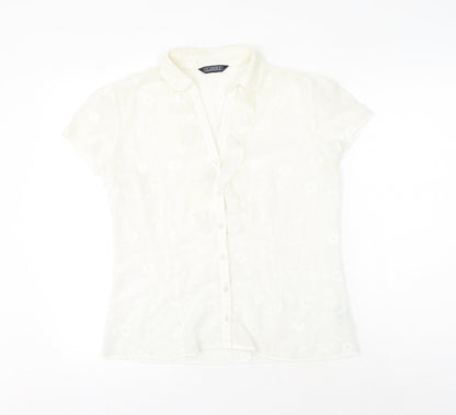 Womens UK Size 14 BHS White Basic Button-Up