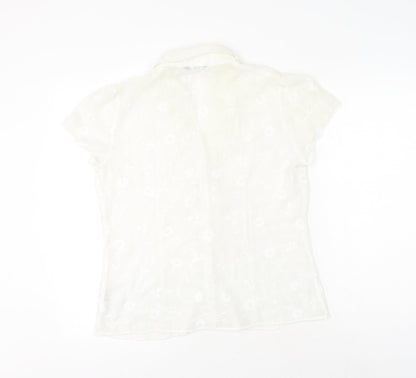 Womens UK Size 14 BHS White Basic Button-Up