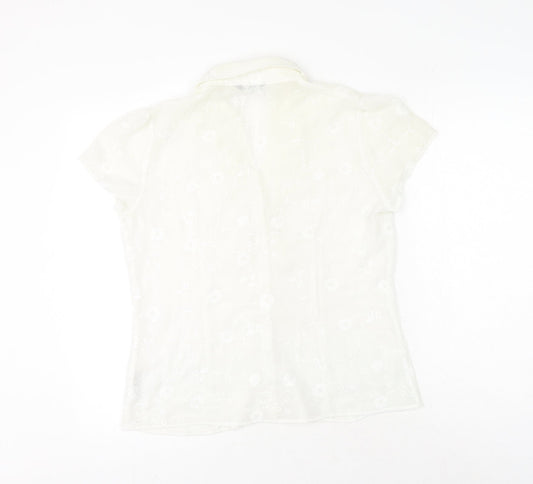 Womens UK Size 14 BHS White Basic Button-Up