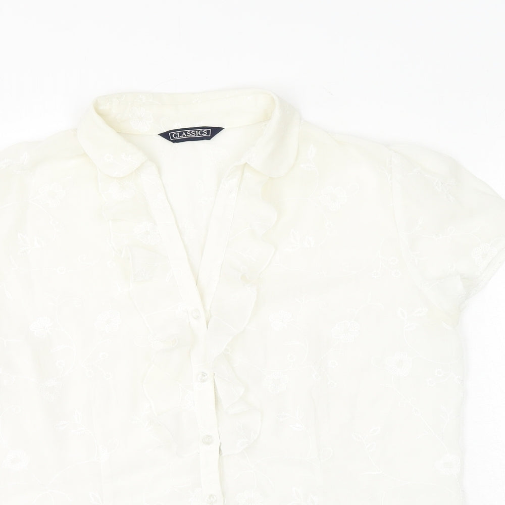 Womens UK Size 14 BHS White Basic Button-Up