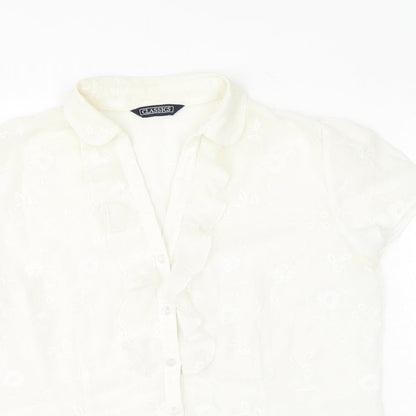 Womens UK Size 14 BHS White Basic Button-Up
