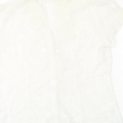 Womens UK Size 14 BHS White Basic Button-Up