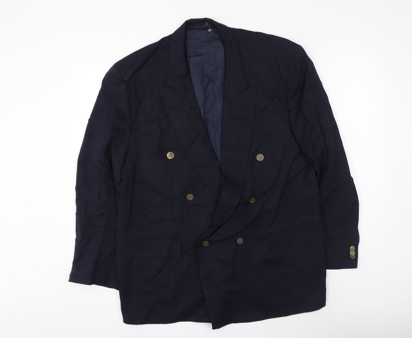 Button Hole Mens Blue Polyester Jacket Suit Jacket Size 46